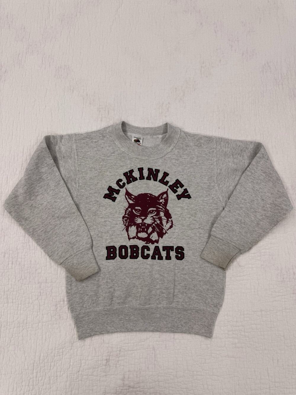 Fruit of the Loom Gray Mackinley Bobcats Graphic Crewneck Fleece Pullover 10-12